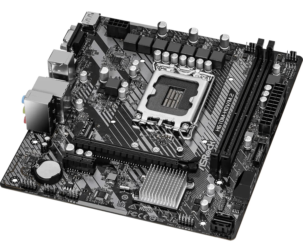 ASRock H610M - HDV/M.2 R2.0 LGA 1700 Socket Intel Motherboard | 90 - MXBJH0 - A0UAYZ - Vektra Computers LLC ASRock H610M - HDV/M.2 R2.0 LGA 1700 Socket Intel Motherboard | 90 - MXBJH0 - A0UAYZ - Vektra Computers LLC